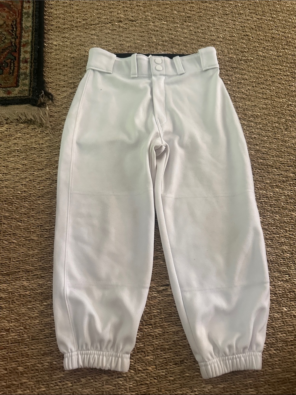 Kids White Baseball-Style Jogger Pants
